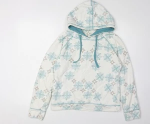 Fat Face Women's White Geometric Pullover Hoodie Size 12 - Picture 1 of 12