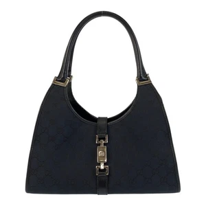 GUCCI Jackie 002 1067 Shoulder Bag handbag Black black GG canvas/leather GG - Picture 1 of 10
