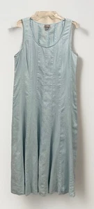 J. Jill Blue Green 100% Linen Maxi Sleeveless Dress Women’s Size Large Flared - Picture 1 of 14