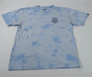 Vans Men's Blue Tie Dye Logo Graphic T-shirt Size L Staining - Picture 1 of 8