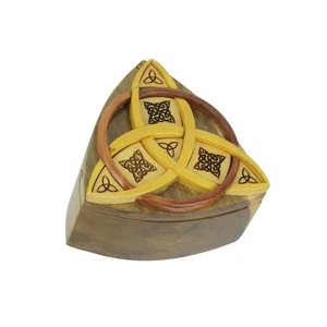 Zeckos Triquetra Celtic Knots Hand Crafted Wooden Trinket Puzzle Box - Picture 1 of 5