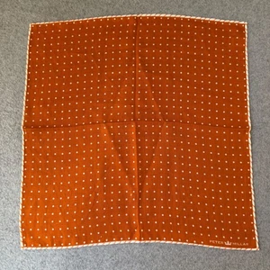 Peter Millar Pocket Square Orange White Polka Dot Linen Handkerchief Italy Made - Picture 1 of 8