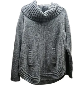 Cynthia Rowley Womens Sweater Gray Cowl Neck Wool Cable Knit Pullover XL - Picture 1 of 8
