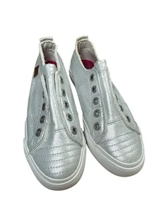 Blowfish Malibu Play Metallic Silver Slip On Sneakers Size 5 Distressed Style - Picture 1 of 7