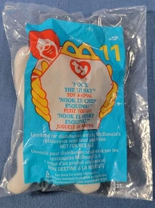 1999 McDonalds Spielzeug 1993 Etikett TY #11 Nook The Husky Teenie Beanie Baby Plüsch Neu - Bild 1 von 2