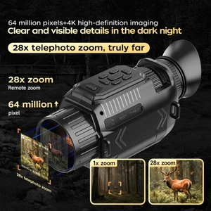 For Night Vision 4K Monocular with 28 Times Zoom 8 Hour Battery USB C Port - Picture 1 of 16