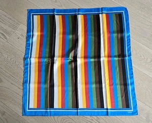 ECHO New York 100% Silk Satin Stripe Colorful Square Scarf 26x26" - Picture 1 of 4