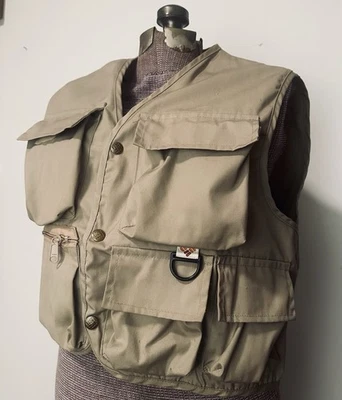 Chaleco de pesca, campo, fotografía Columbia caqui vintage para hombre, hecho en EE. UU. años 80 Foto 1 de 4