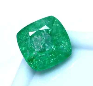 5,85 ct natürlicher grüner Smaragd Kissenschliff zertifizierter Edelstein mit kostenlosem Geschenk - Bild 1 von 10