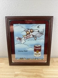 Letrero de espejo publicitario Campbells Soup niños avión apuntando marco alto vuelo - Imagen 1 de 10