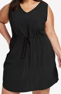 Eddie Bauer Women's 3X Plus Size V-Neck Easy Tank Dress in Black with Pockets - Picture 1 of 7