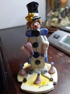 Rare Vintage Zampiva Spaghetti Hair Clown Juggling Figurine Signed Italy - Picture 1 of 4