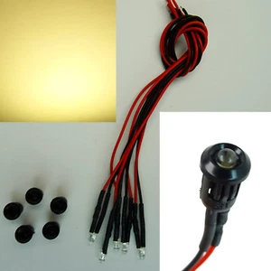 5 Piezas LED 3mm Blanco Cálido Plástico Soporte 9V - 12V Cableado  - Imagen 1 de 1