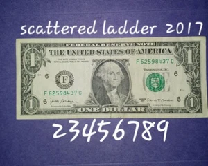 BANCONOTA BANCONOTA $1 - NUMERO DI SERIE FANTASIA 2017 - SCALA MISTA SPARSA 62598437!!!!!! - Foto 1 di 4