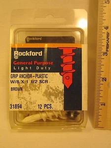 ROCKFORD 12 Pcs Plastic GRIP Anchors W/8 x 1 1/2 Scr - Picture 1 of 1