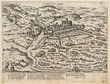 F. HOGENBERG (*1535), Belagerung von St. Quentin, um 1610, Radierung Barock