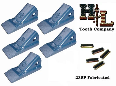 23SP H&L Fab Bucket Teeth 5 Pack + 23FP Flexpins® D39093 U13929 8023 Made in USA - Image 1 of 4