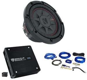 Kicker 48CWRT672 6.75" Shallow 300w Car Subwoofer Sub+Mono Amplifier+Amp Kit - Picture 1 of 11