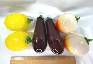 Vidrio artístico de frutas soplado a mano 2 melocotones 2 limones 2 huevos plantas decoración del hogar utilería juego de 6 - Imagen 1 de 10