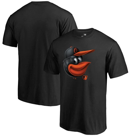 Men's Fanatics Branded Black Baltimore Orioles Midnight Mascot Logo T-Shirt Cover