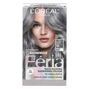 L'Oreal Feria Multi-Faceted Shimmer Permanent Color Hair Dye, Smokey Silver S1 - Picture 1 of 4