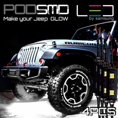 Rock LED Lights White Underbody Kit Under Car Neon Glow for Jeep Grand Cherokee - Image 1 of 4
