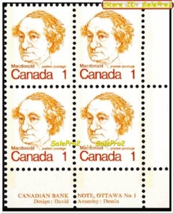 CANADA 1979 CANADIAN JOHN A. McDONALD FACE 6 CENT MNH STAMP CORNER PLATE BLOCK - Picture 1 of 5
