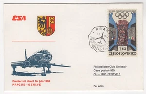 1968 Jun 1st. First Flight Cover. CSA, Prague to Geneva, Switzerland. - Picture 1 of 2