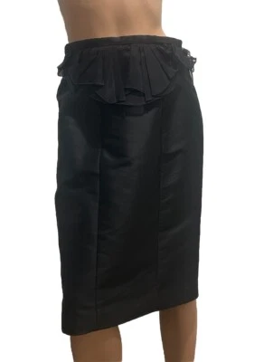 Falda Valentino Mujer Seda Midi Negra Talla 10 Hecha en Italia Nueva con Etiquetas Foto 1 de 4