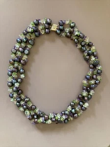 Ross Simons 3 Strand Black Cultured Pearl, Amethyst/Assorted Stone Necklace - Picture 1 of 19