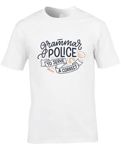 Camiseta Gramática Policía Hombre Divertida Trabajo Ocupación Escuela Inglés Profesor Regalo - Imagen 1 de 7