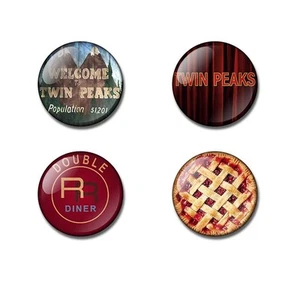 TWIN PEAKS 25 or 38mm button badge / fridge magnet SIGN, curtains, DINER, cherry - Picture 1 of 8