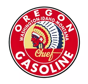 FITS VINTAGE OREGON CHIEF GASOLINE GAS PUMP Motor Oil CAR TRUCK STICKER DECAL - Foto 1 di 1