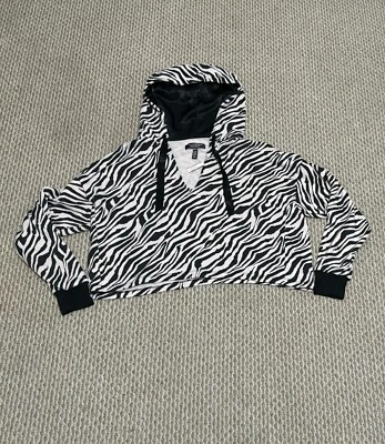 Новый с Ярлыками Victoria's Secret M черный зебра животных печать укороченный толстовка с капюшоном Boxy толстовка - Изображение 1 из 4