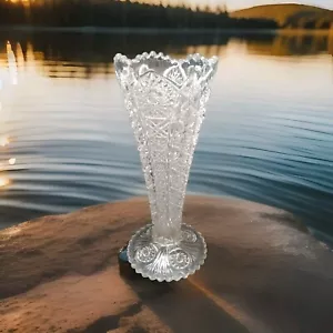 Vaso pizzo regina cristallo piedistallo alto 8" vetro boemo vintage - Foto 1 di 7
