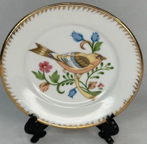 Gei Vogel handbemalt Sammler Teller Untersetzer mit 18K Goldrand 5", China 1995 - Bild 1 von 16