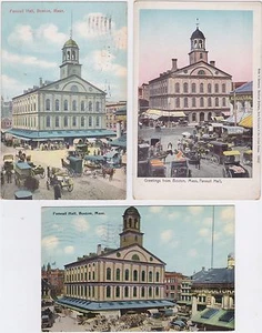 3 BOSTON MA POSTCARD VIEWS OF FANEUIL HALL  - Picture 1 of 2