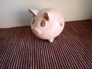 INUSUAL CAJA DE DINERO GRANDE CERDO ROSA - CERÁMICA - LOOK - Imagen 1 de 6