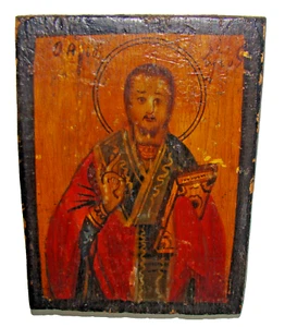 Antiguo icono ortodoxo 18-19. Jh. Madera pintada a mano - Imagen 1 de 10
