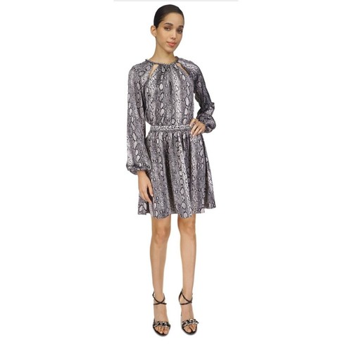 Abito Michael Kors stampa pelle di serpente scollo a catena nuovo con etichetta taglia XL