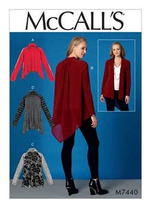 McCall's Pattern Misses/Women Plus Jacket Cardigan Wrap M7440 Size L-XXL 16-26 - Picture 1 of 5
