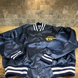 Vintage Giacca Bomber Millwright Local 1029 Union Indiana Horizon Snap Raso XL NUOVA - Foto 1 di 9