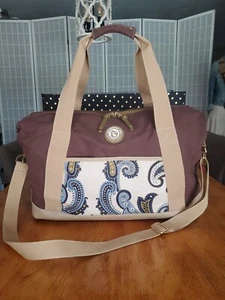 Spartina 449 Brown Canvas Weekender Duffle Tote Travel Bag - Picture 1 of 17