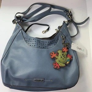 CHALA Sweet Hobo Blue Shoulder Bag Tote With Tree Frog Coin Purse NEW! - Picture 1 of 19