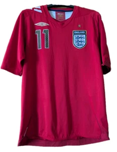 England Umbro Away Football Shirt Red Number 11 J. Scott 2006 to 2008 Medium UK - Picture 1 of 10