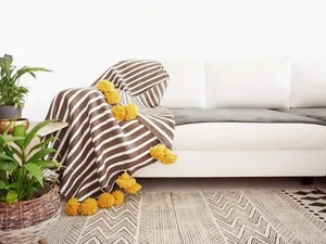 Wool Moroccan pompom Blanket, bedroom blanket, moroccan blanket, Duty Free - Picture 1 of 6