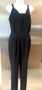 ADELYN RAE JUMPSUIT CLASSIC  BLACK NWT Sz S BUST 34 FRONT POCKETS DETAILED FRONT - Picture 1 of 12