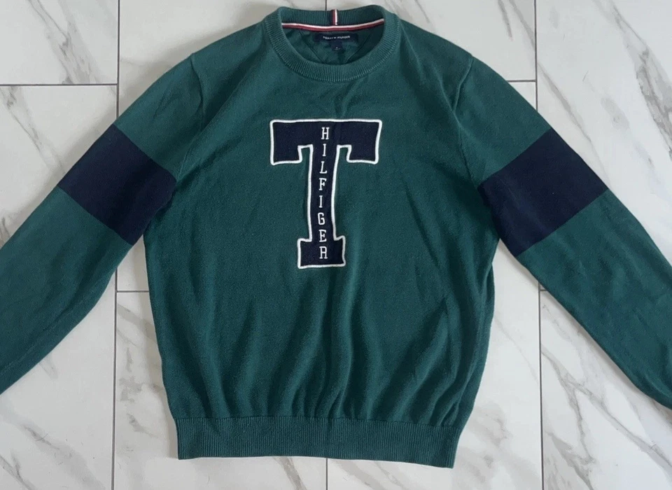 Suéter Tommy Hilfiger Tejido Cuello Redondo M “T” Logo Bordado Pullover Y2K Foto 1 de 4