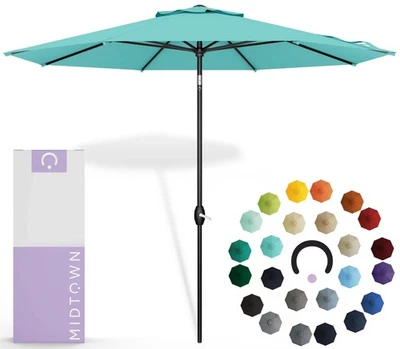 Sunbrella Umbrella 9 Feet Outdoor Umbrella With Sunbrella Aruba Acrylic Fabri... - Image 1 of 4