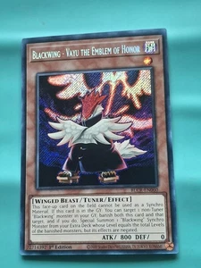 Yugioh Blackwing Vayu the Emblem of Honor Secret Rare 1st Edition BLCR-EN060 LP - Picture 1 of 2